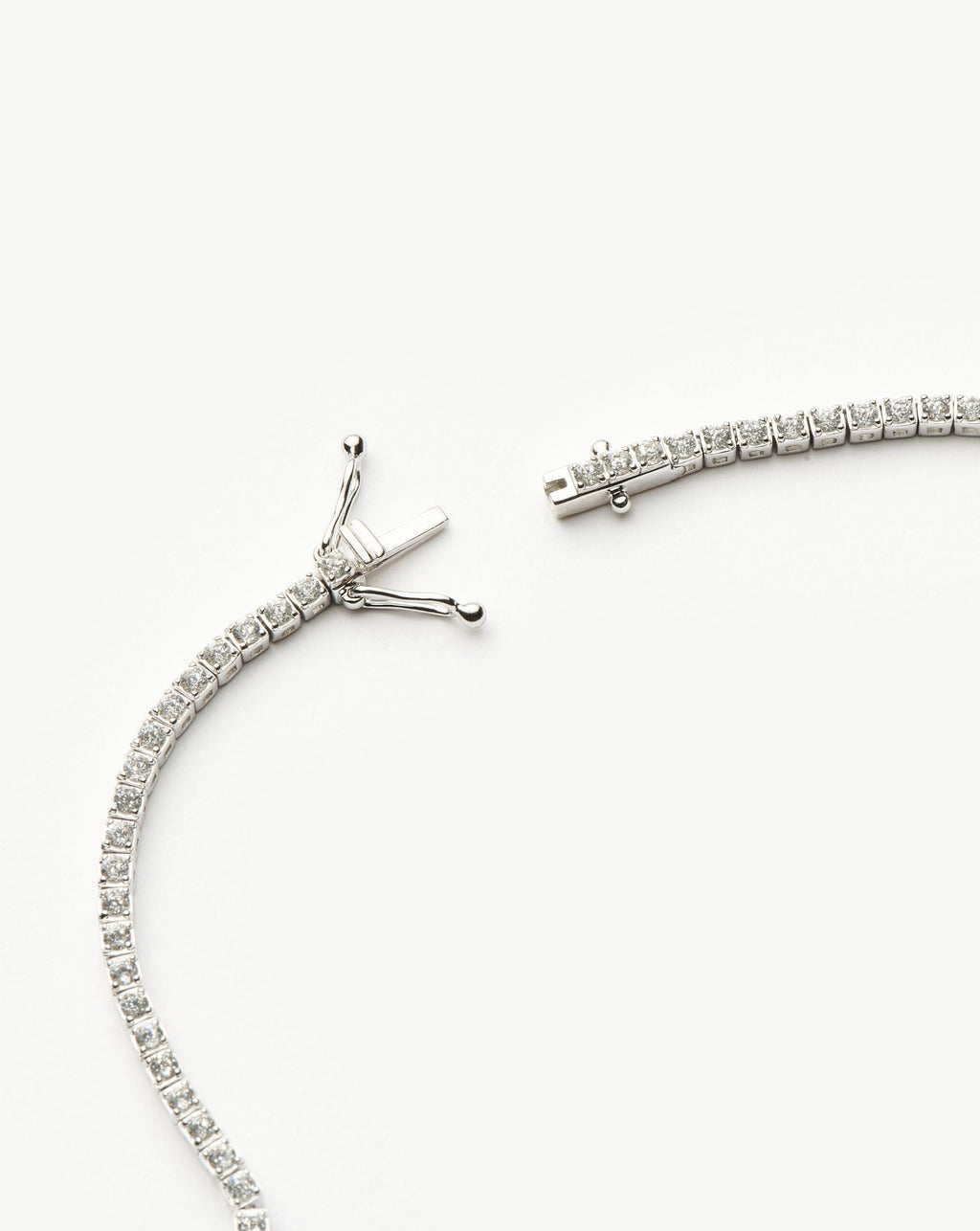 Solid Gold Diamond Tennis Necklace | 14k Solid White Gold Diamond
