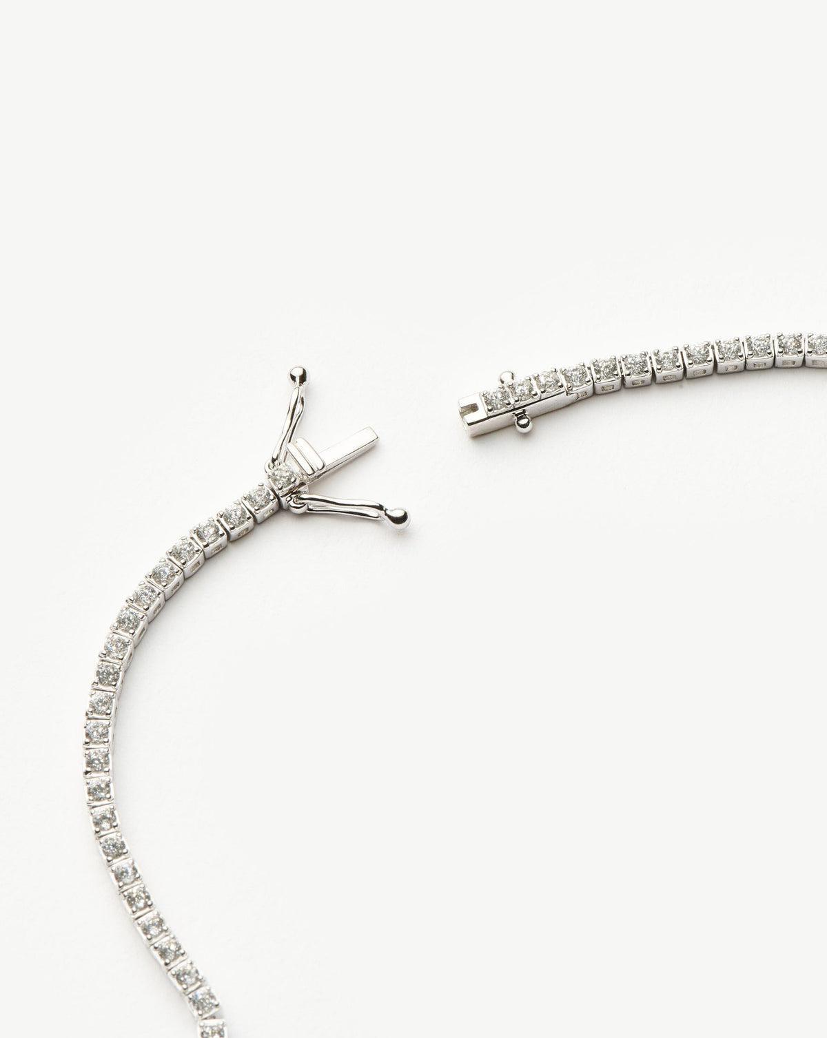 Solid Gold Diamond Tennis Necklace | 14k Solid White Gold Diamond