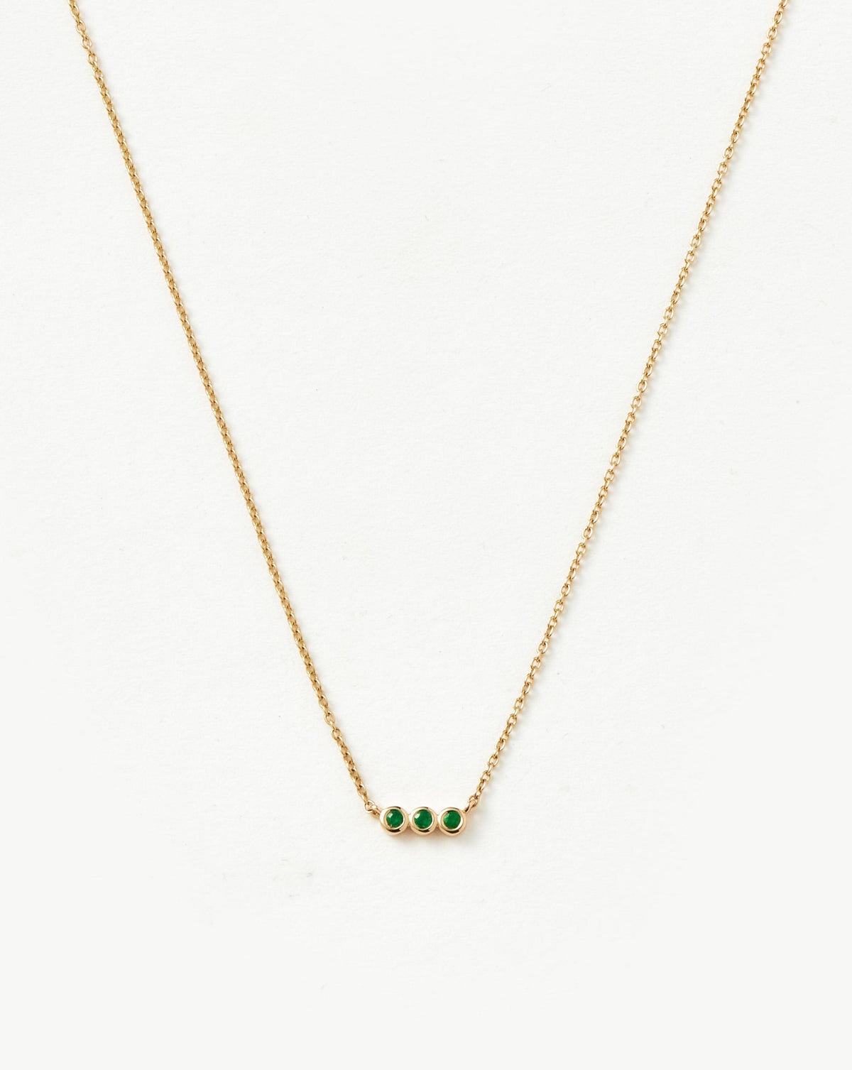 Solid Gold Emerald Solitaire Trio Necklace