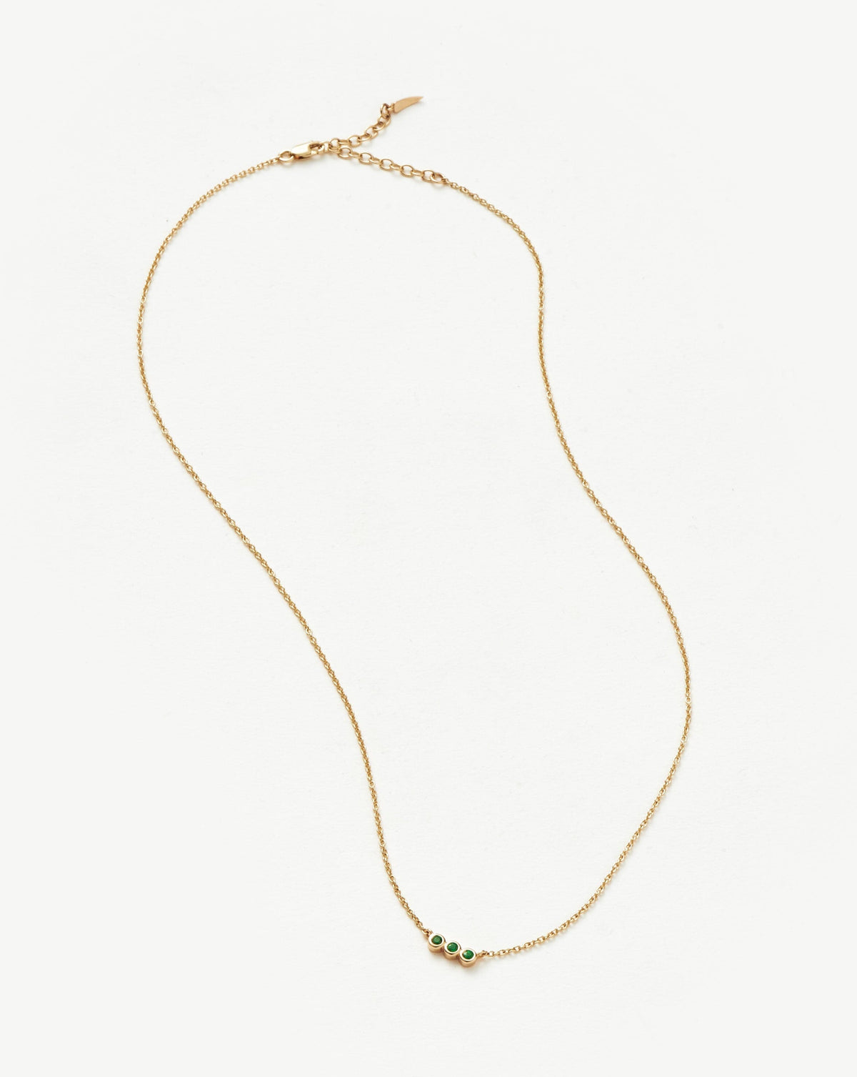 Solid Gold Emerald Solitaire Trio Necklace