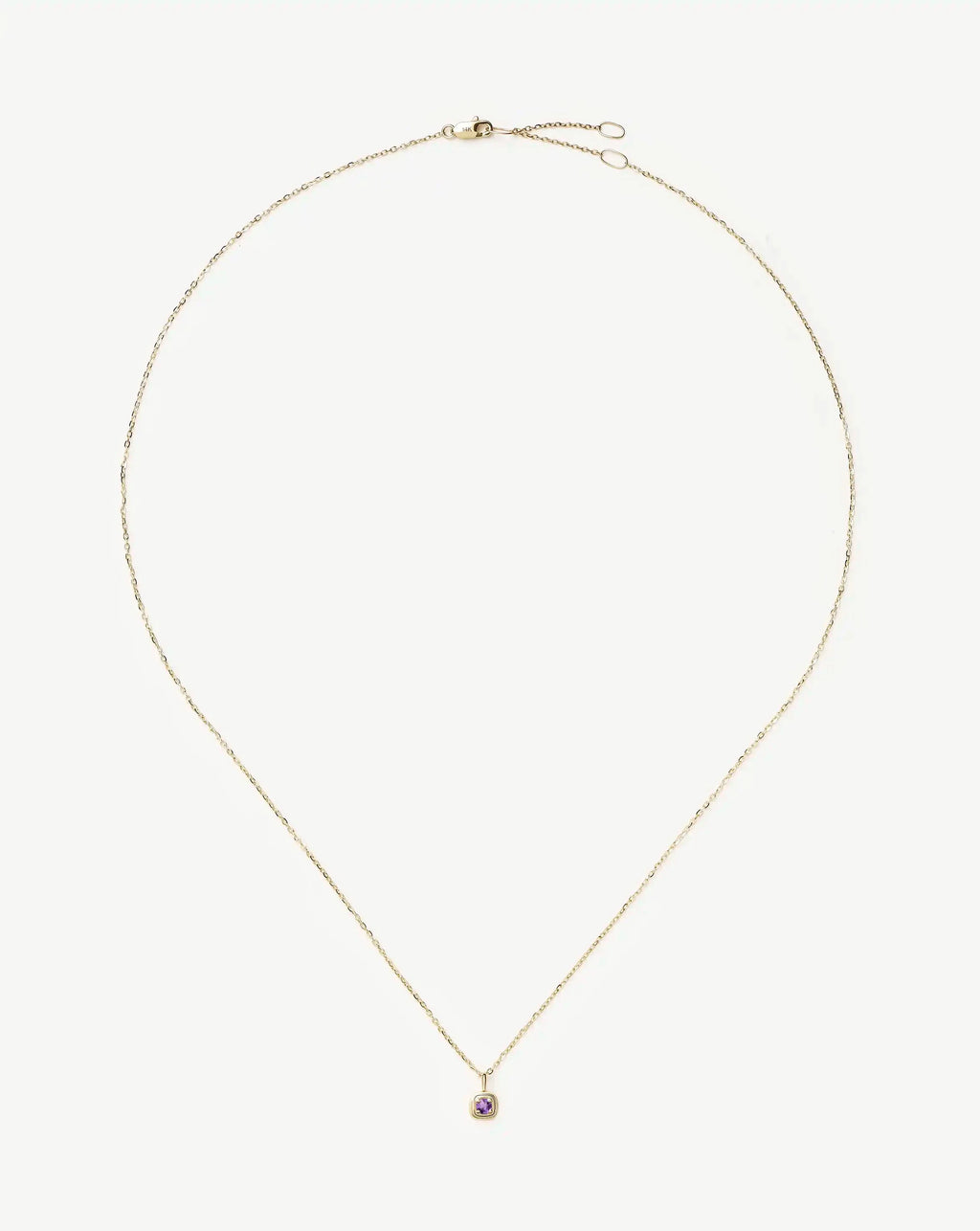 Solid Gold February Birthstone Pendant Necklace | 14k Solid Gold/Amethyst