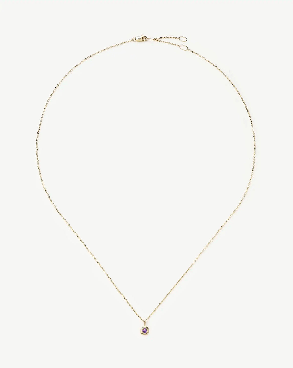 Solid Gold February Birthstone Pendant Necklace | 14k Solid Gold/Amethyst