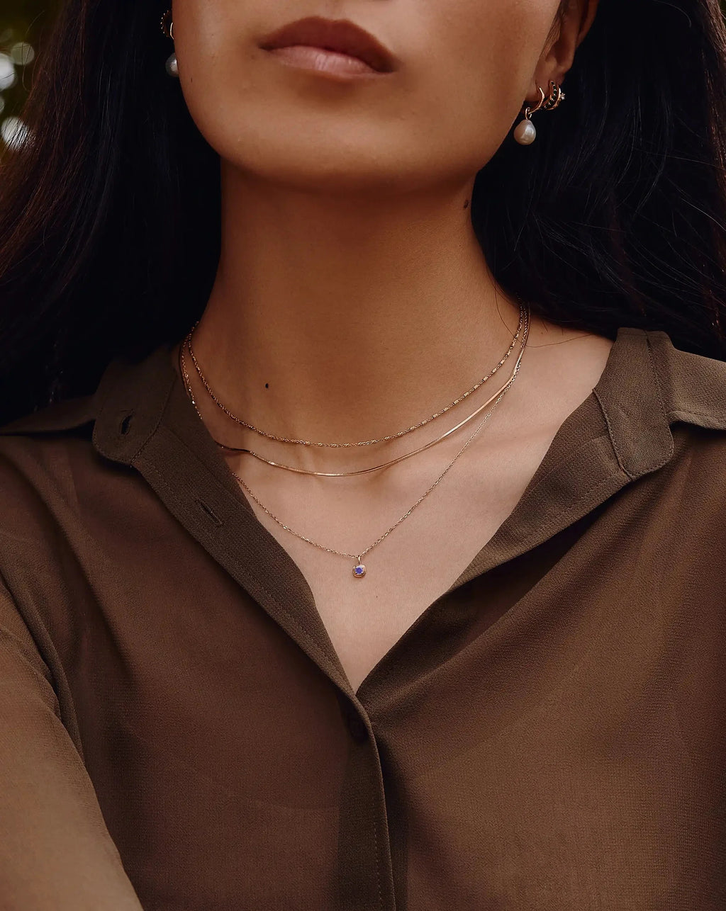 Solid Gold February Birthstone Pendant Necklace | 14k Solid Gold/Amethyst