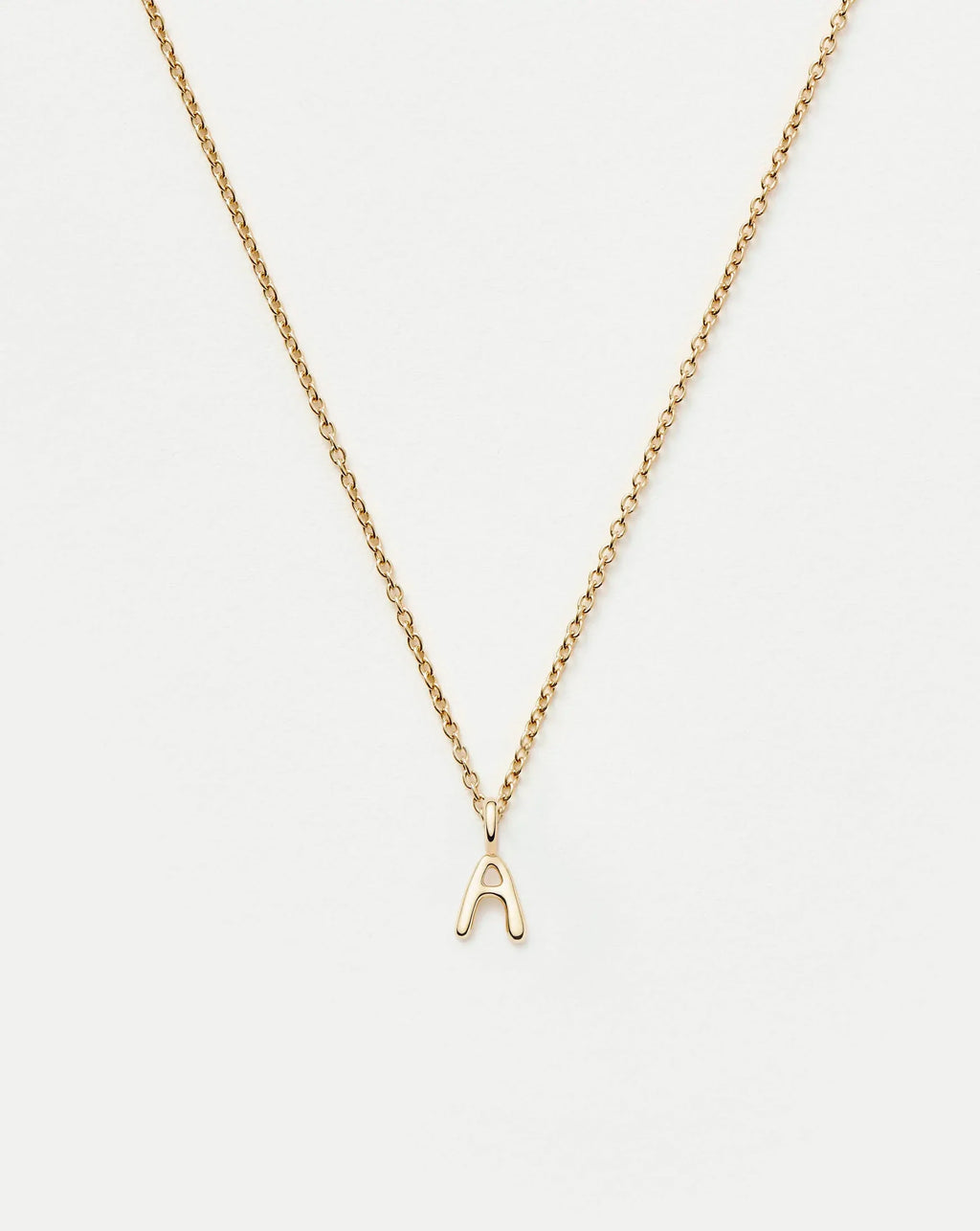 Solid Gold Initial Mini Pendant Necklace - A | 14k Solid Gold