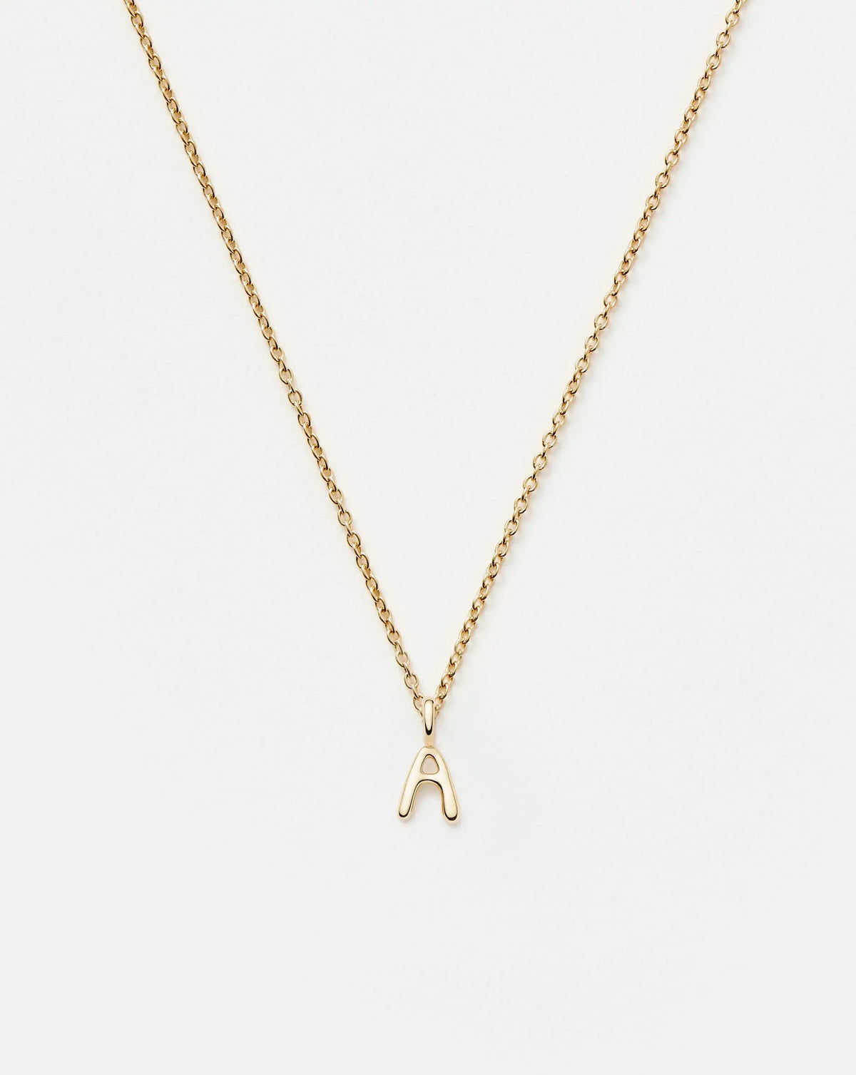 Solid Gold Initial Mini Pendant Necklace - A | 14k Solid Gold