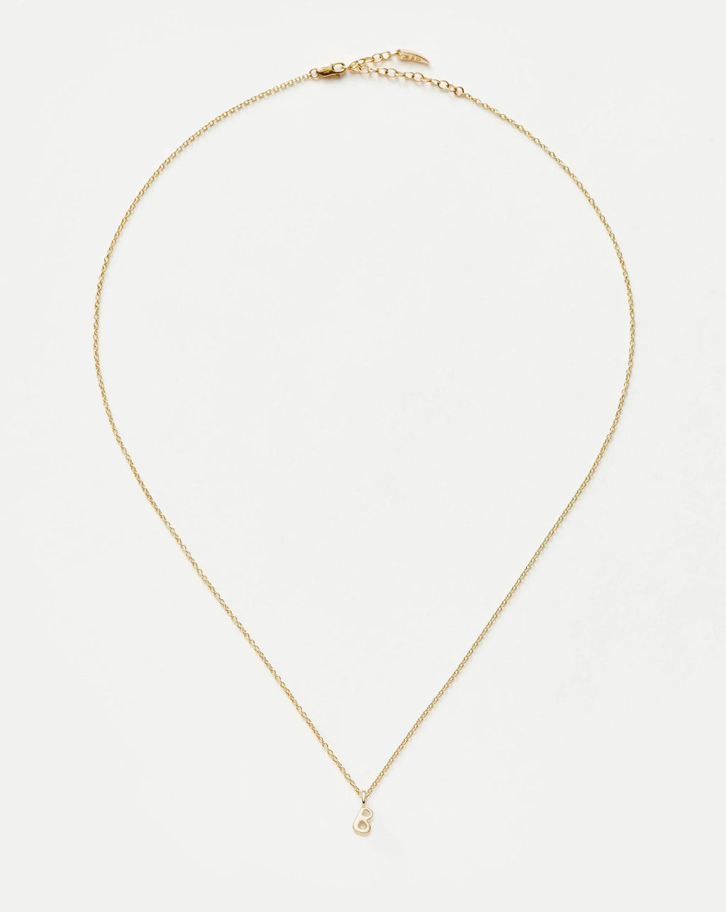 Solid Gold Initial Mini Pendant Necklace - B | 14k Solid Gold