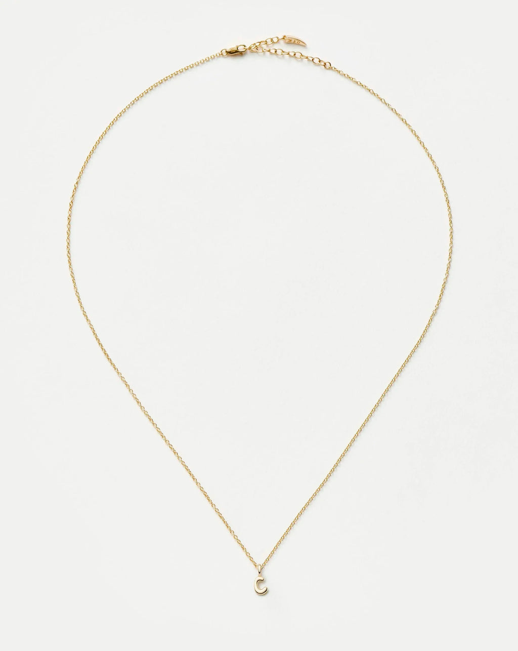 Solid Gold Initial Mini Pendant Necklace - C | 14k Solid Gold