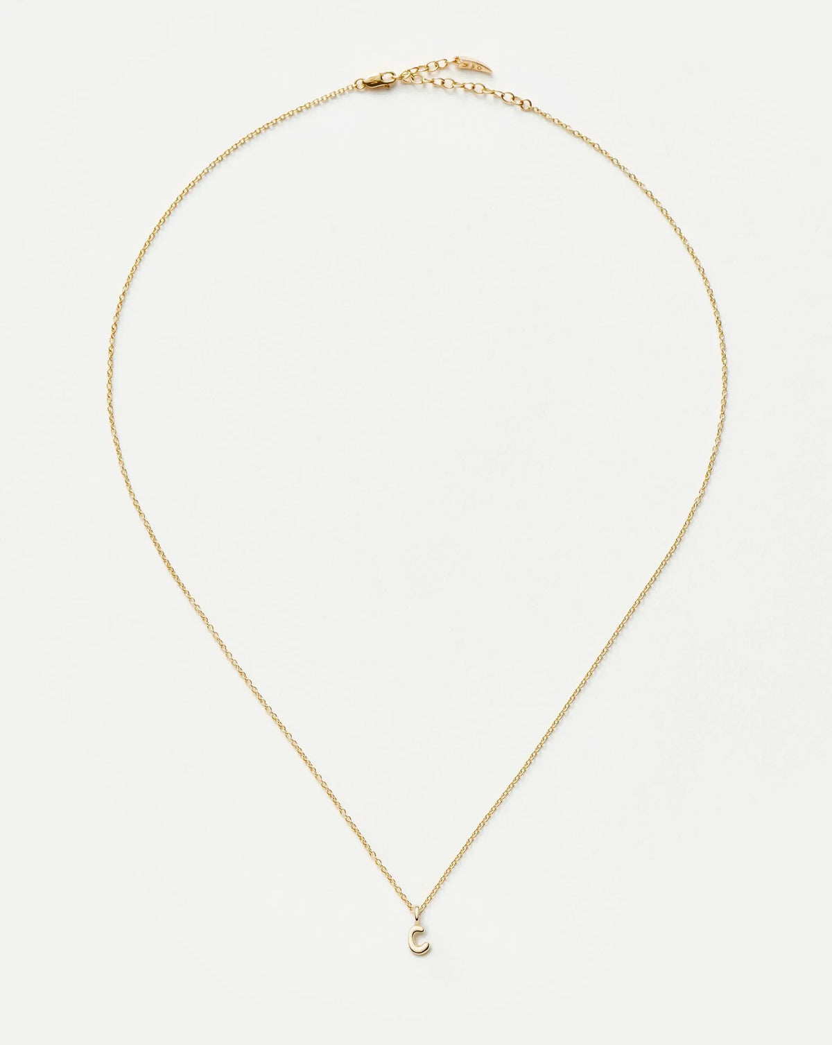 Solid Gold Initial Mini Pendant Necklace - C | 14k Solid Gold
