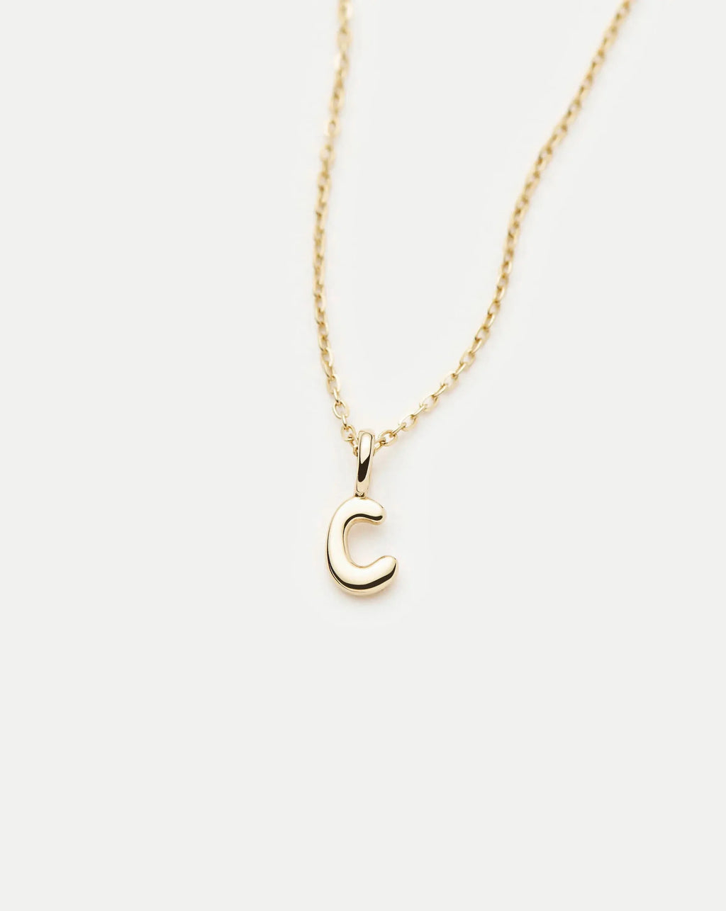 Solid Gold Initial Mini Pendant Necklace - C | 14k Solid Gold