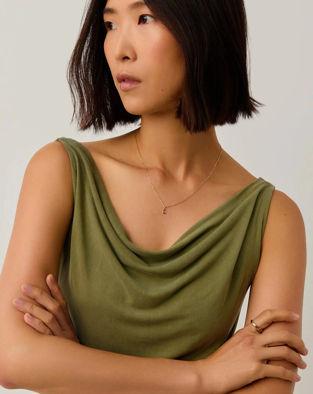 Solid Gold Initial Mini Pendant Necklace - C | 14k Solid Gold