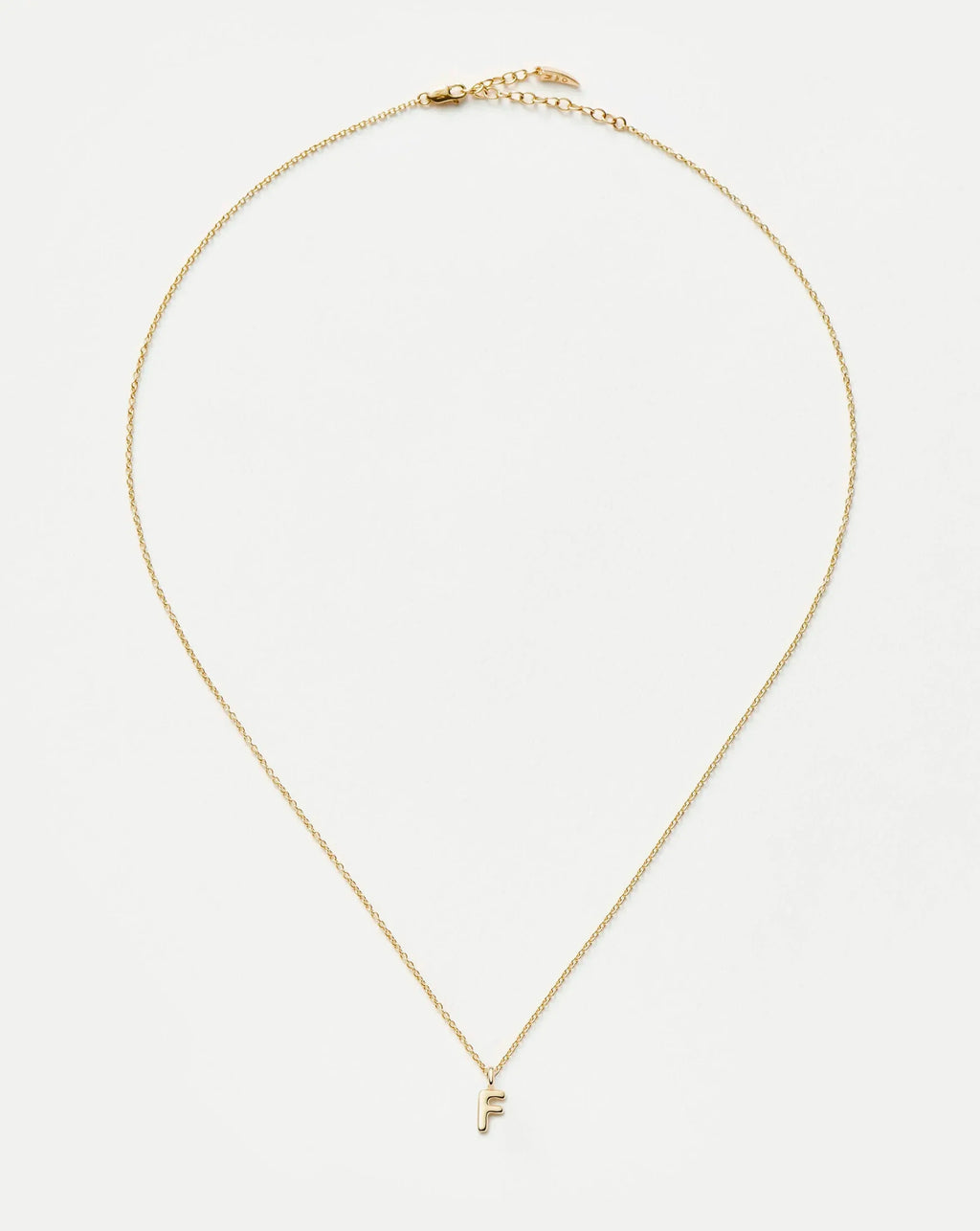 Solid Gold Initial Mini Pendant Necklace - F | 14k Solid Gold
