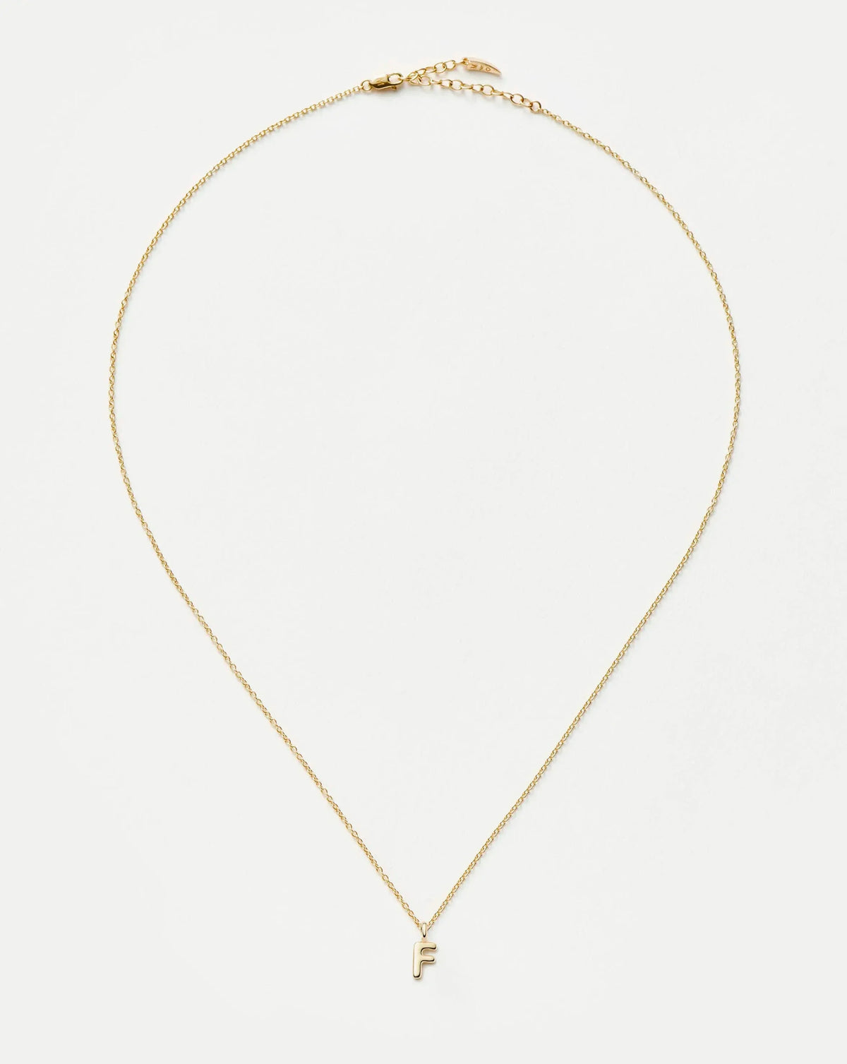 Solid Gold Initial Mini Pendant Necklace - F | 14k Solid Gold