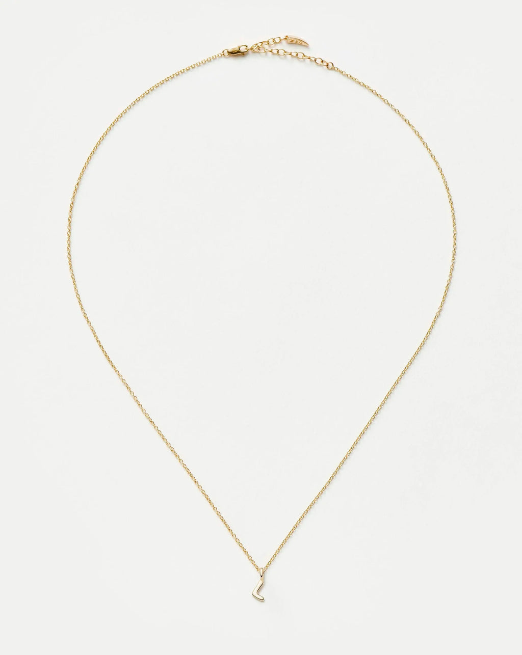 Solid Gold Initial Mini Pendant Necklace - L | 14k Solid Gold