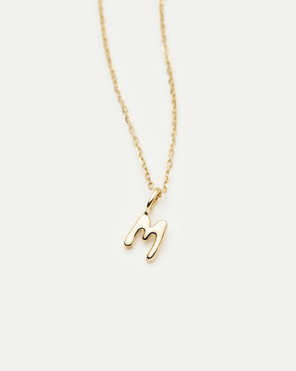 Solid Gold Initial Mini Pendant Necklace - M | 14k Solid Gold