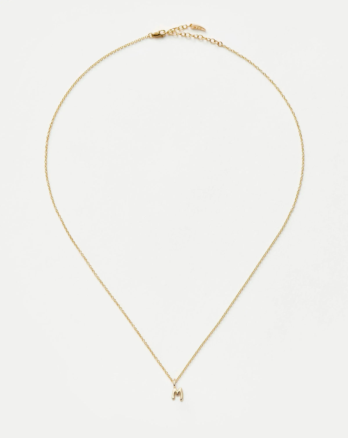 Solid Gold Initial Mini Pendant Necklace - M | 14k Solid Gold