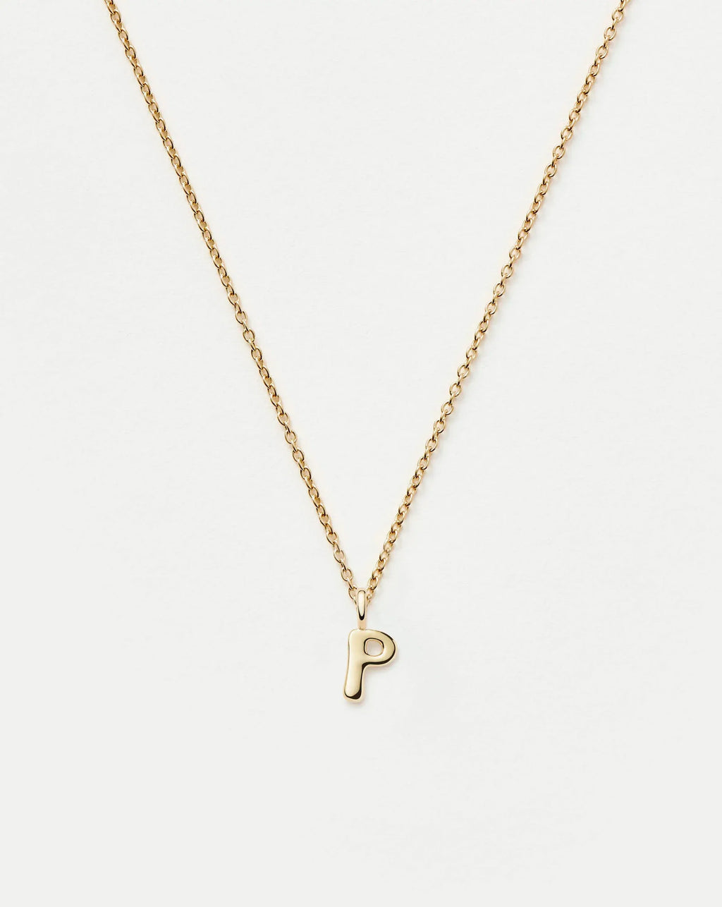 Solid Gold Initial Mini Pendant Necklace - P | 14k Solid Gold