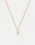 Solid Gold Initial Mini Pendant Necklace - P | 14k Solid Gold