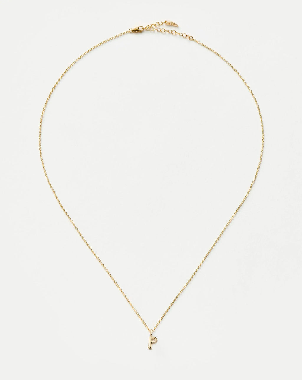 Solid Gold Initial Mini Pendant Necklace - P | 14k Solid Gold