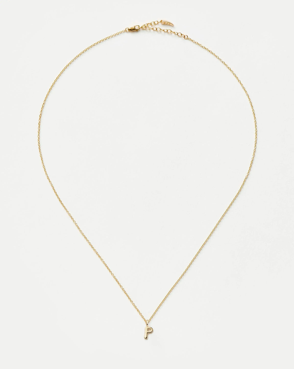 Solid Gold Initial Mini Pendant Necklace - P | 14k Solid Gold