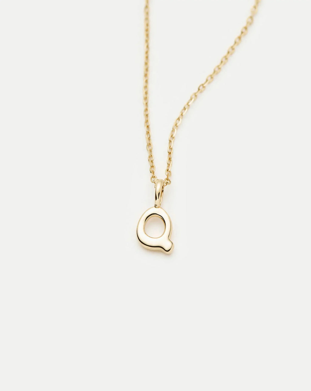Solid Gold Initial Mini Pendant Necklace - Q | 14k Solid Gold