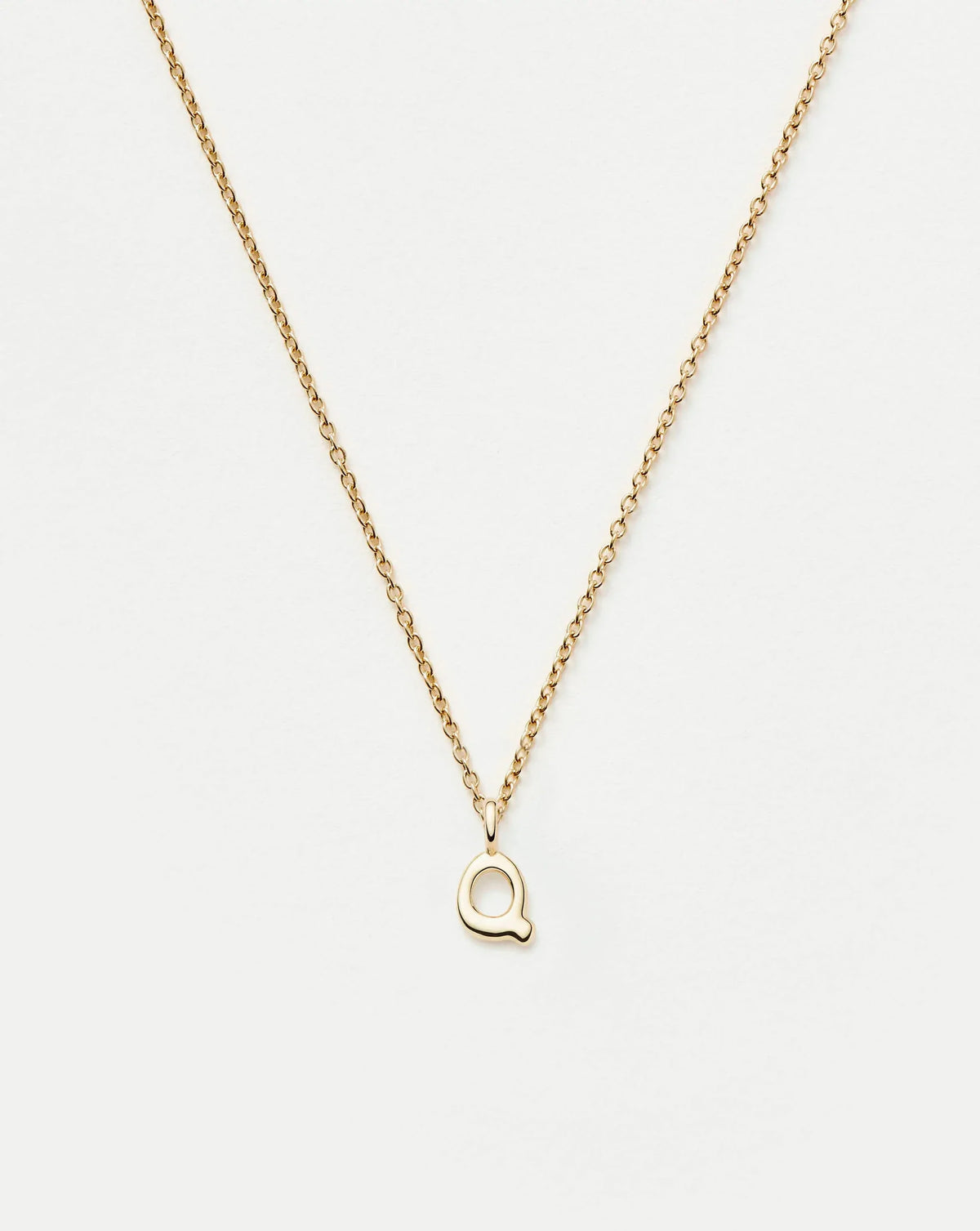Solid Gold Initial Mini Pendant Necklace - Q | 14k Solid Gold