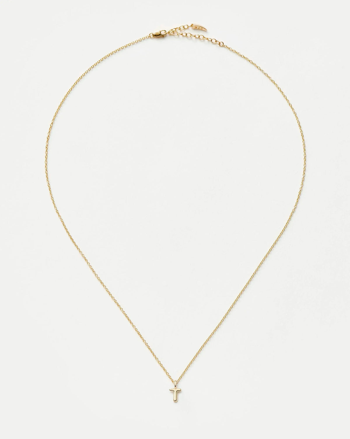 Solid Gold Initial Mini Pendant Necklace - T | 14k Solid Gold