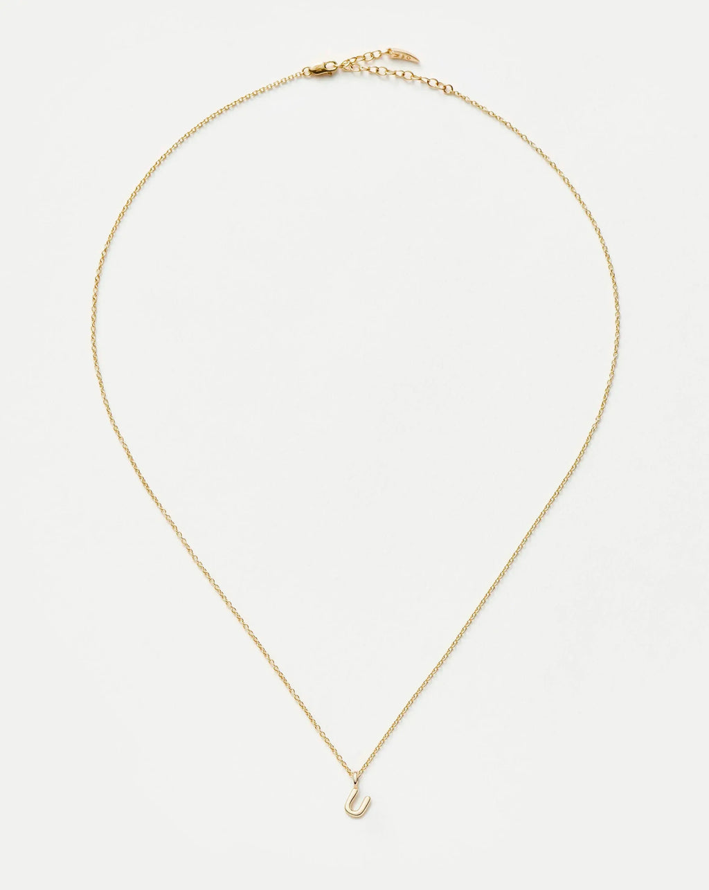 Solid Gold Initial Mini Pendant Necklace - U | 14k Solid Gold