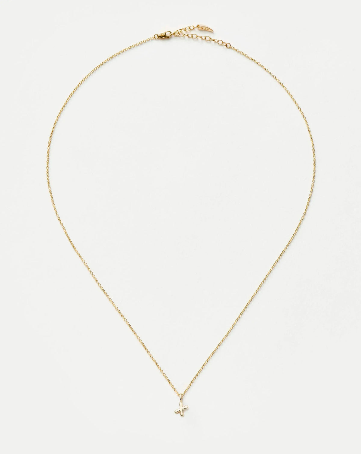 Solid Gold Initial Mini Pendant Necklace - X | 14k Solid Gold