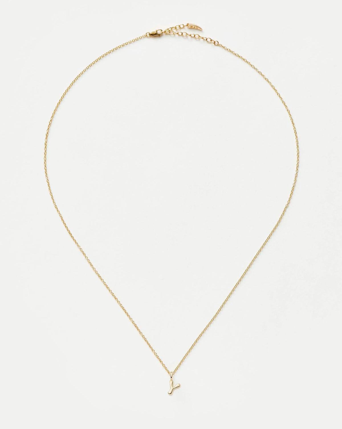 Solid Gold Initial Mini Pendant Necklace - Y | 14k Solid Gold