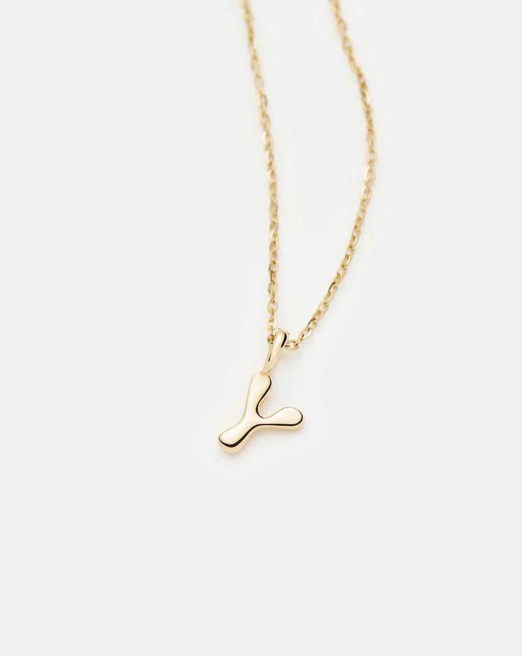 Solid Gold Initial Mini Pendant Necklace - Y | 14k Solid Gold