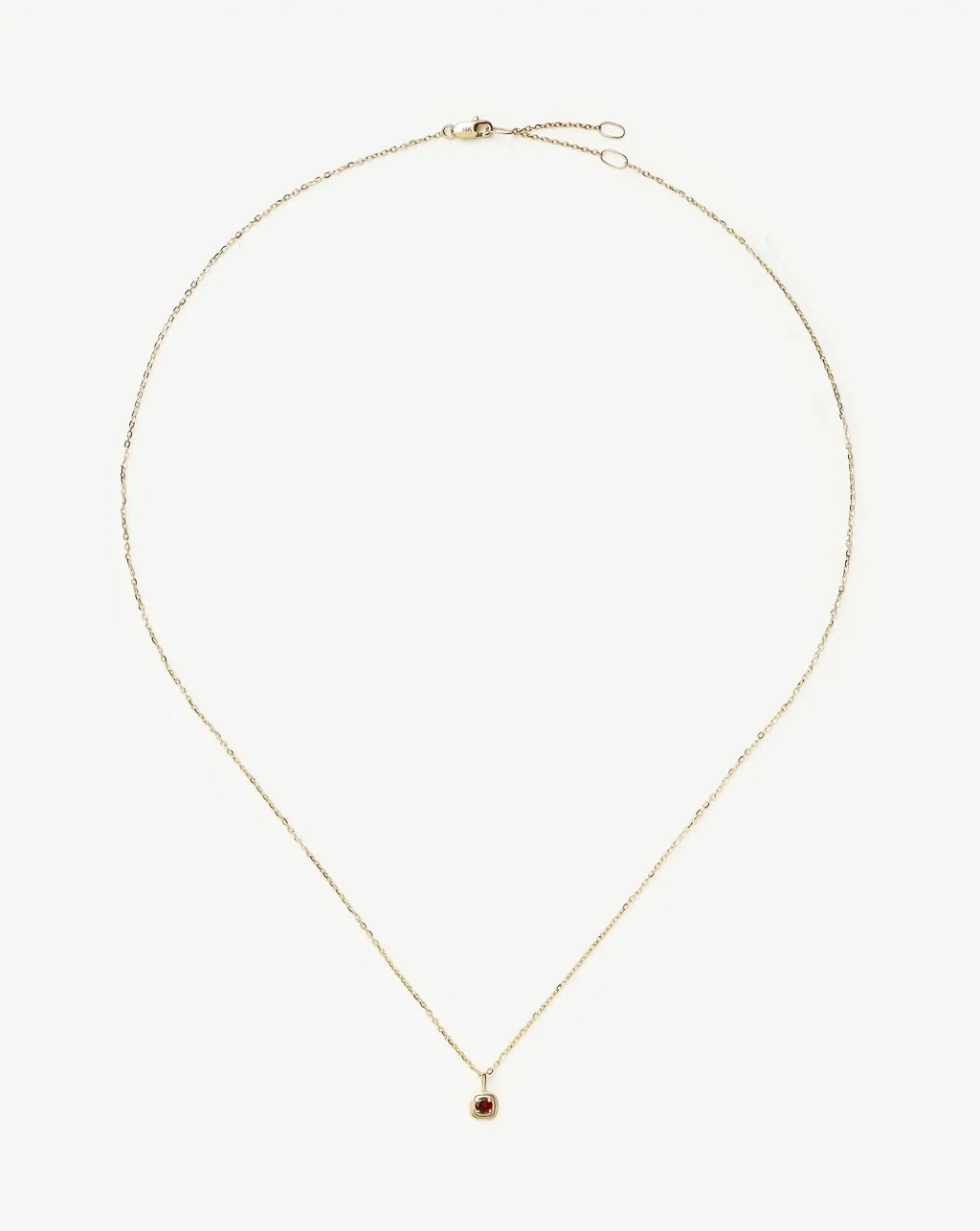 Solid Gold January Birthstone Pendant Necklace | 14k Solid Gold/Garnet