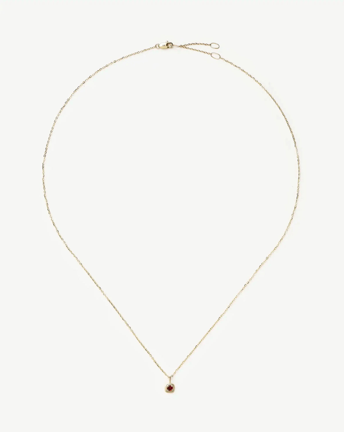 Solid Gold January Birthstone Pendant Necklace | 14k Solid Gold/Garnet