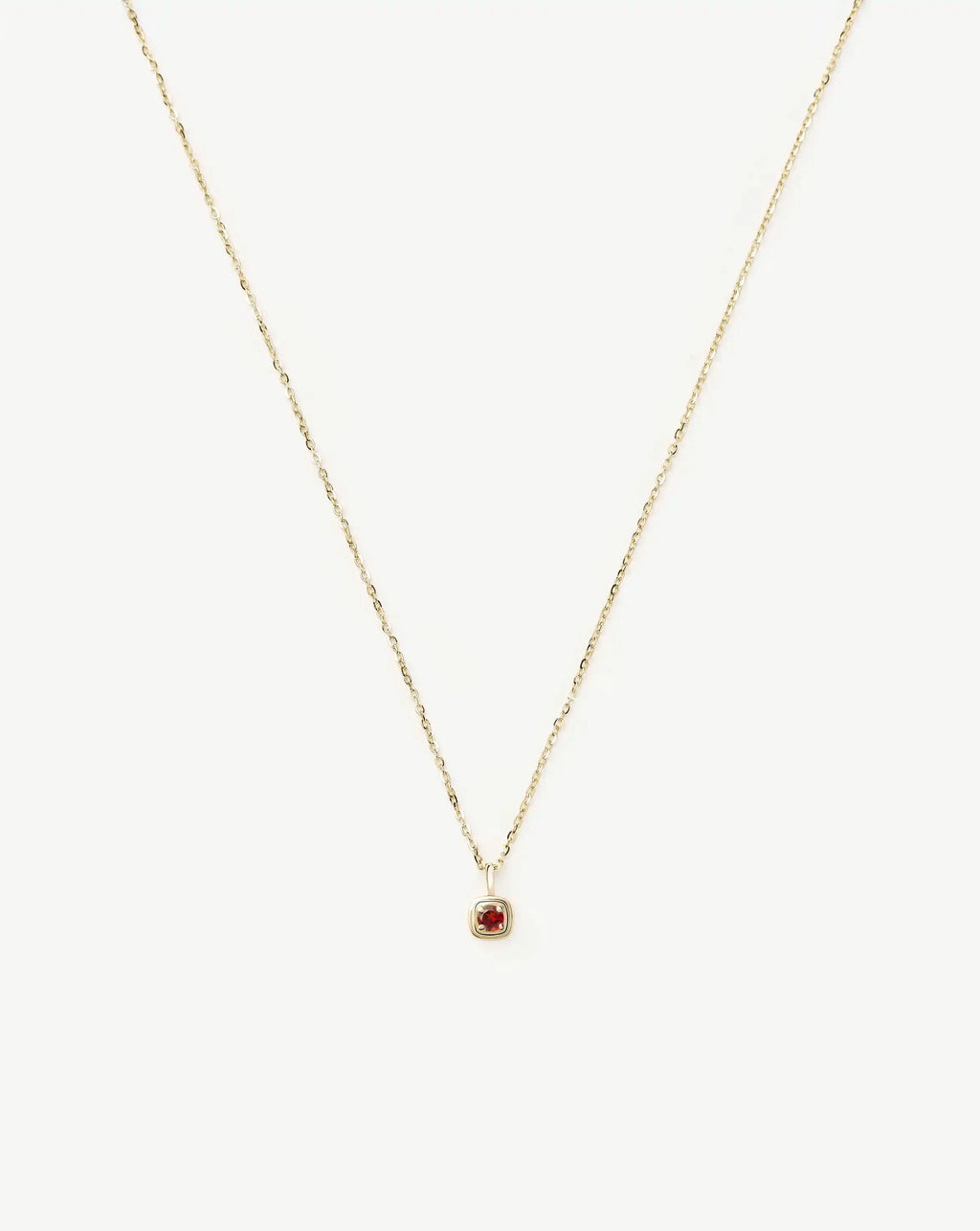 Solid Gold January Birthstone Pendant Necklace | 14k Solid Gold/Garnet