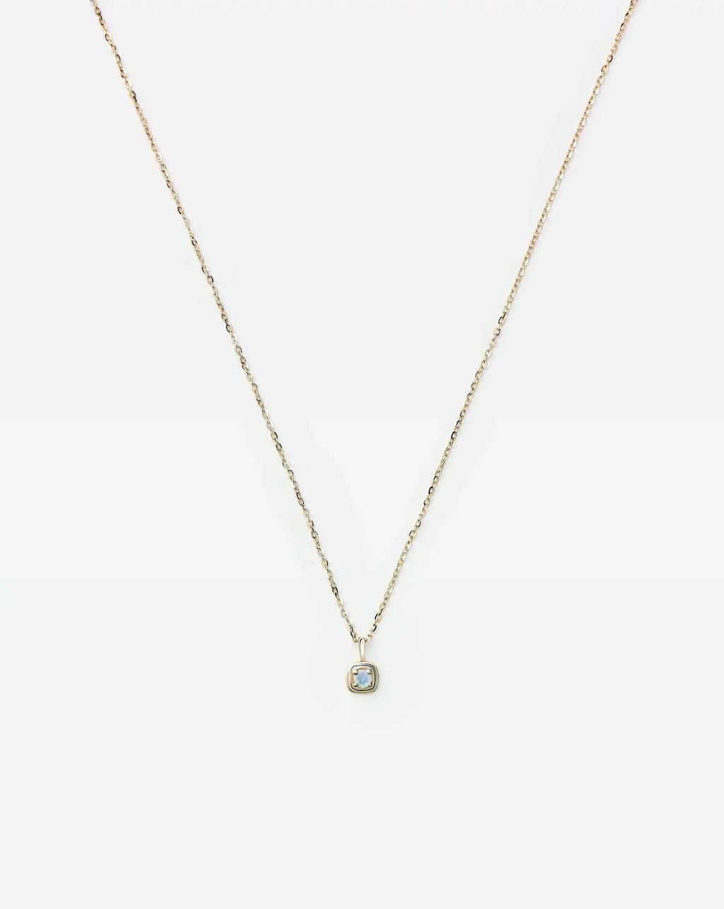 Solid Gold June Birthstone Pendant Necklace | 14k Solid Gold/Rainbow Moonstone