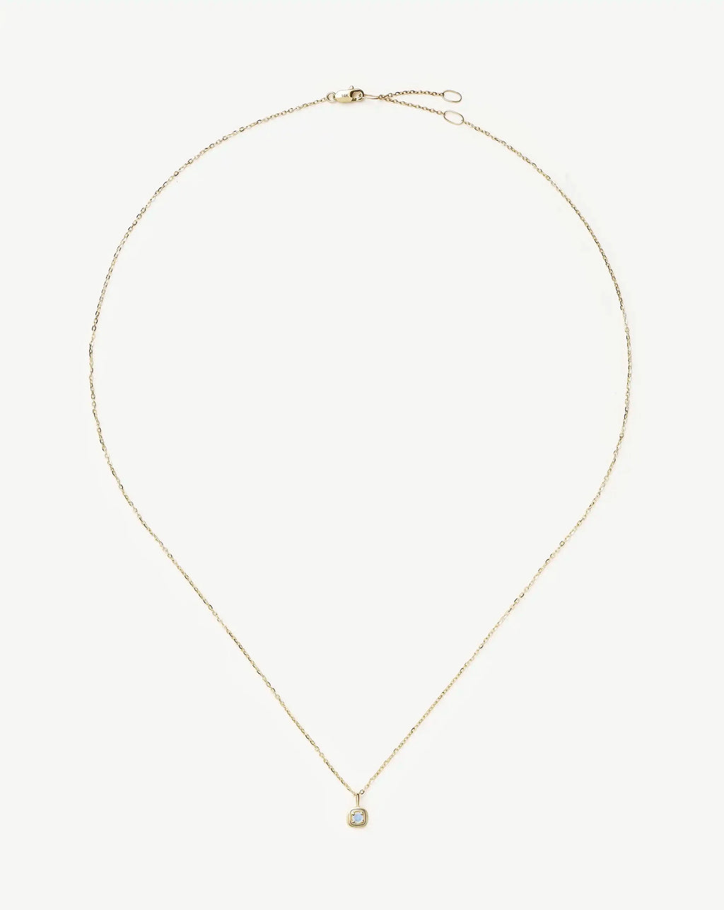 Solid Gold June Birthstone Pendant Necklace | 14k Solid Gold/Rainbow Moonstone