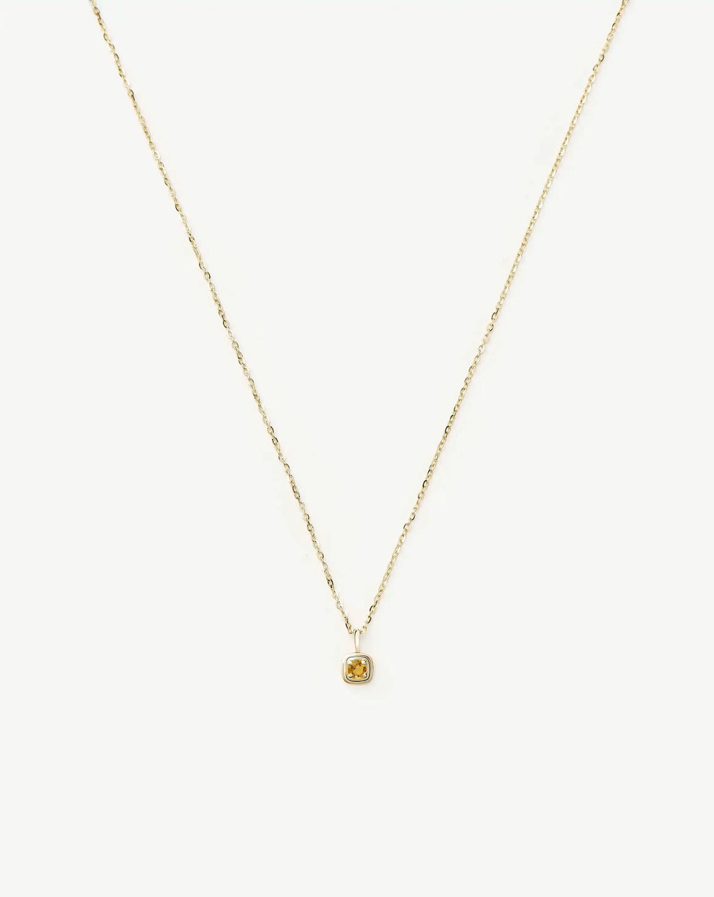 Solid Gold November Birthstone Pendant Necklace | 14k Solid Gold/Citrine