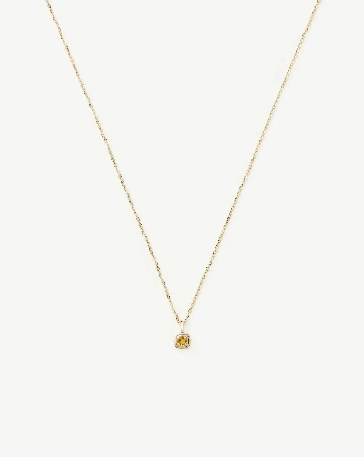 Solid Gold November Birthstone Pendant Necklace | 14k Solid Gold/Citrine