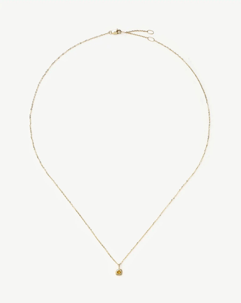 Solid Gold November Birthstone Pendant Necklace | 14k Solid Gold/Citrine