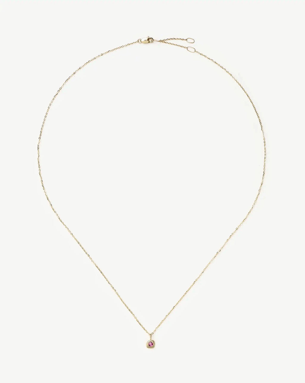 Solid Gold October Birthstone Pendant Necklace | 14k Solid Gold/Pink Tourmaline