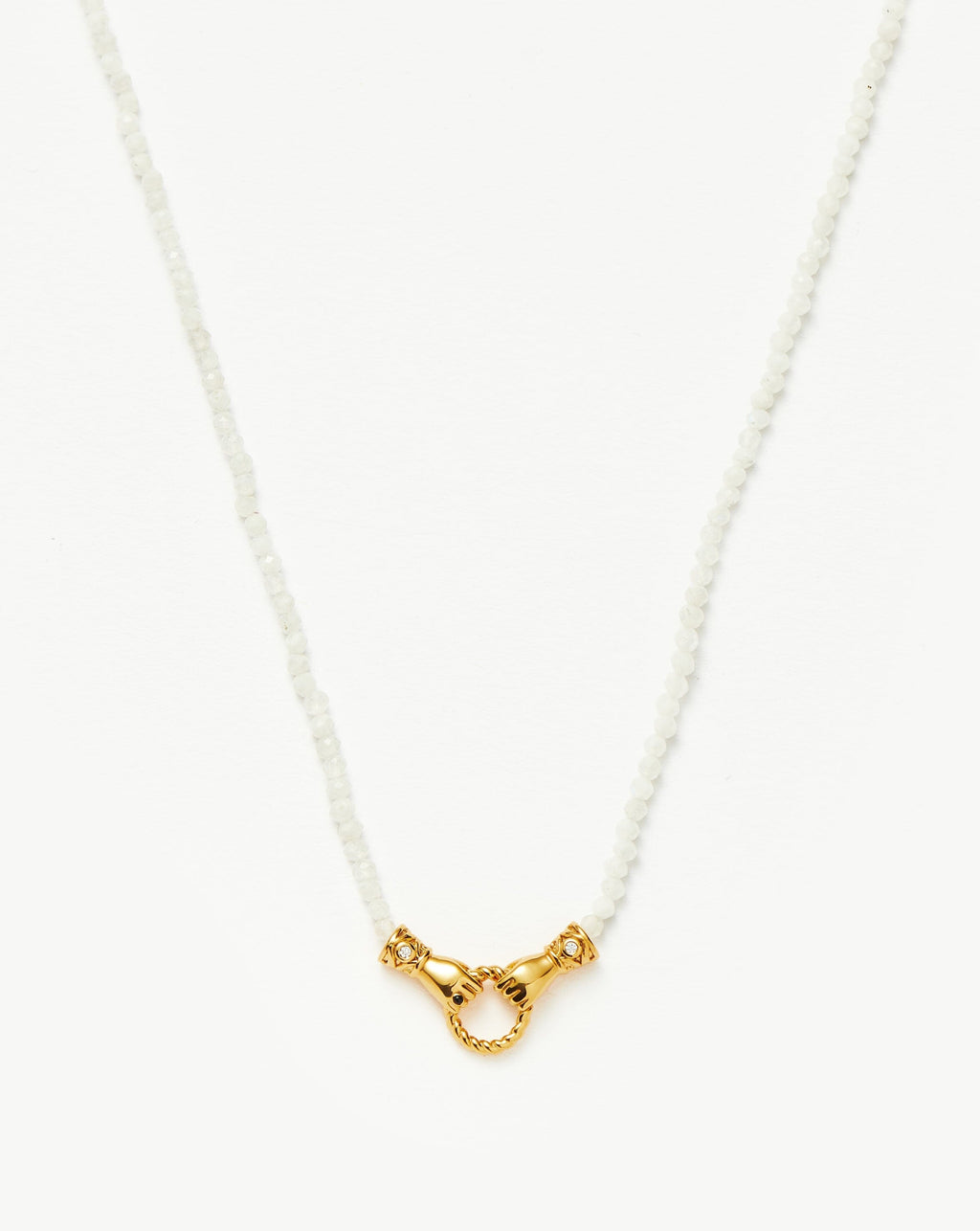 Harris Reed In Good Hands Mini Beaded Gemstone Necklace | 18k Gold Plated/Rainbow Moonstone