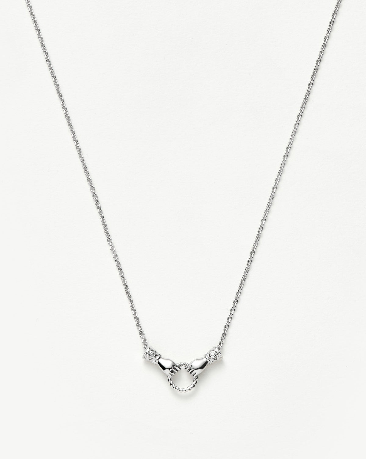 Harris Reed In Good Hands Mini Pendant Slider Necklace | Silver Plated/Cubic Zirconia & Black Onyx