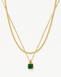 The Signature Gemstone Necklace Set | 18k Gold Vermeil/Malachite