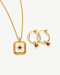 January Birthstone Necklace & Charm Earrings Set | 18k Gold Vermeil/Garnet