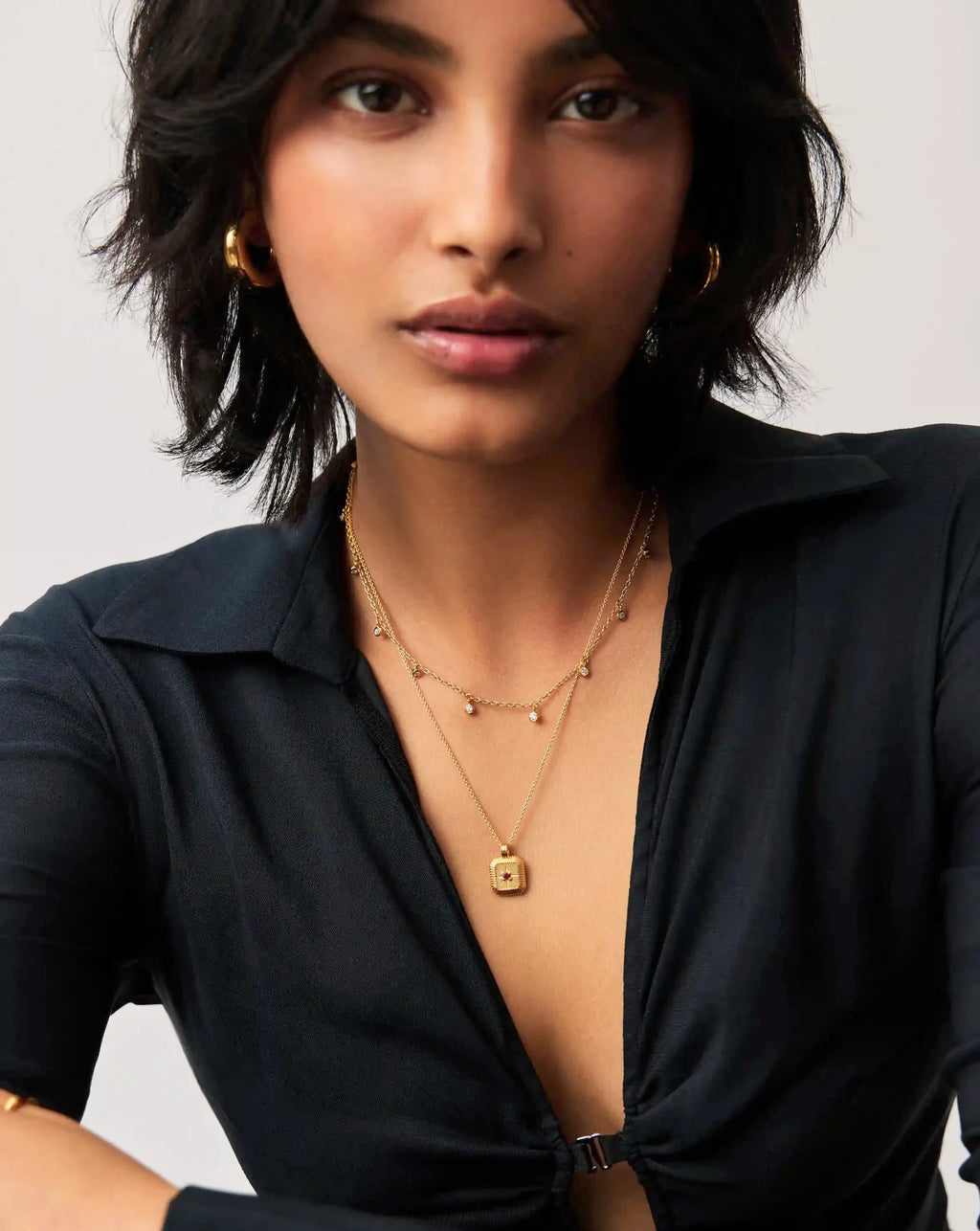 January Birthstone Pendant Necklace | 18k Gold Vermeil/Garnet