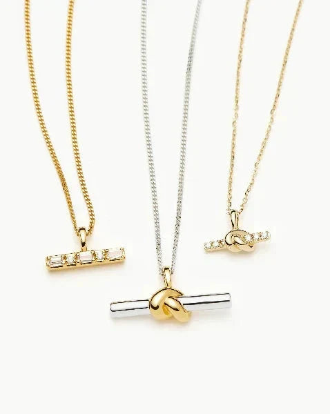 Lucy Williams Solid Gold Diamond T-Bar Pendant Necklace | 14k Solid Gold/Lab Grown Diamonds
