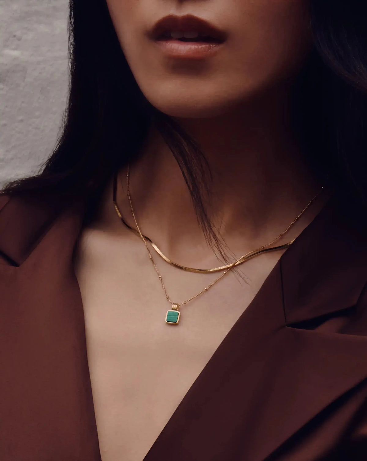 Lucy Williams Square Malachite Necklace | 18k Gold Vermeil/Malachite