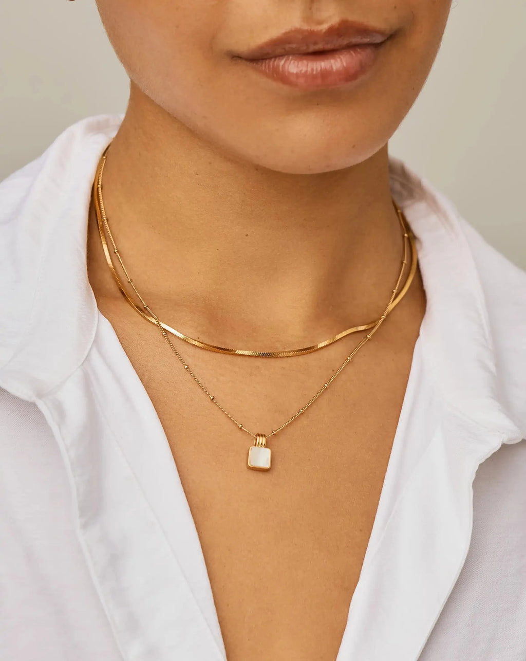 Lucy Williams Square Mother of Pearl Necklace