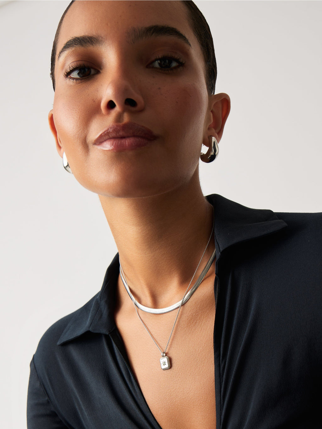 March Birthstone Pendant Necklace | Dyed Aqua Chalcedony/Sterling Silver