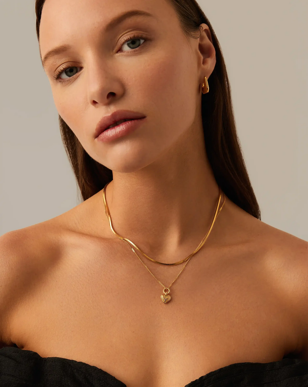 Mini Ridge Heart Charm Pendant Necklace
