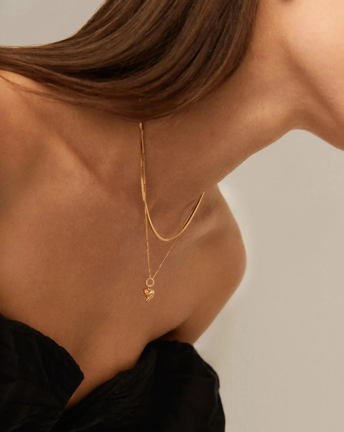 Mini Ridge Heart Charm Pendant Necklace